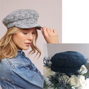 Anthropologie Blue/Marin Tweed Hat NWT